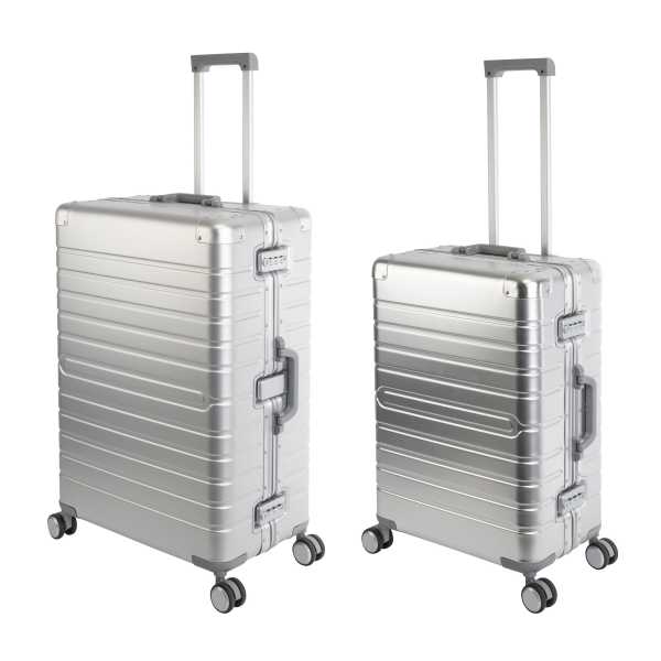 Oslo | 2er Set | Trolleys mit 4 Rollen | Aluminium Hartschale | Reisekoffer M+L