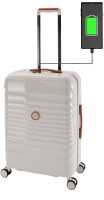 Travelhouse Capri Reisekoffer M 65 x 40 x 23 cm | Polycarbonat-Hartschale | TSA-Schloss, USB-Anschluss 4 Rollen, PC Hartschale, Extrafächer, gefüttert,...