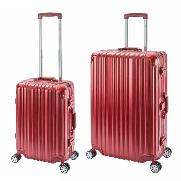 London | 2er Set | Trolleys 4 Rollen | Polycarbonat Hartschale | Alu-Rahmen | Handgepäck + Reisekoffer L
