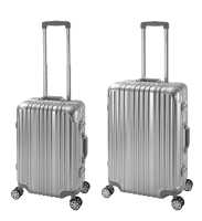 Travelhouse London Kofferset S+M Gold | Polycarbonat-Hartschale | TSA-Schloss, Aluminiumrahmen