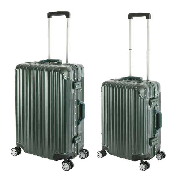 London | 2er Set | Trolleys mit 4 Rollen | Polycarbonat Hartschale Alu-Rahmen | Handgepäck + Reisekoffer M