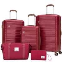 Travelhouse Ascona Kofferset mit Reisetasche S+M+L Rot | Polycarbonat-Hartschale | TSA-Schloss, Volumenerweiterung 4 Rollen, ABS Hartschale, gefütterter...