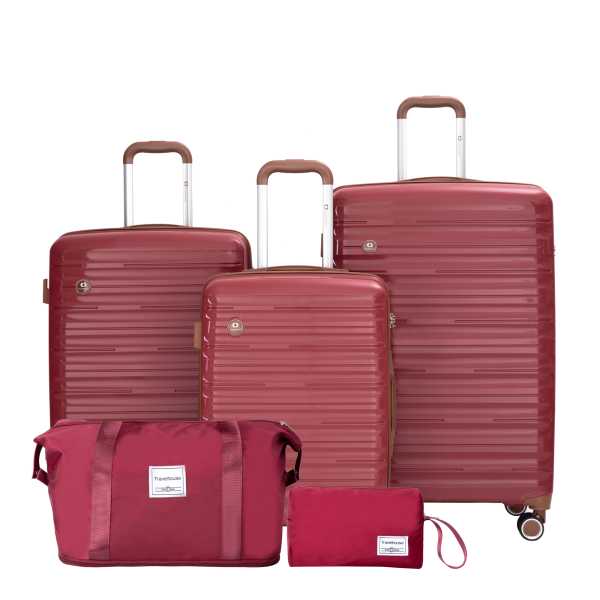 Ascona Gepäck-Set, 5-teilig, Koffer mit Rollen, Hardcase, Reisetasche und Kulturtasche, Handgepäck-Set - Rot