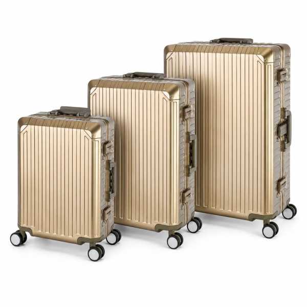 3-teiliges Aluminium Reisekoffer Set Tokyo - grau - S+M+XL