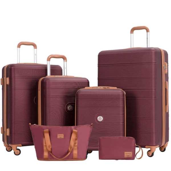Travelhouse Bari Hartschalen Kofferset 6-teilig mit Handgepäck, Reisetasche & Kosmetiktasche – XS S M L, TSA-Schloss & 360° Rollen