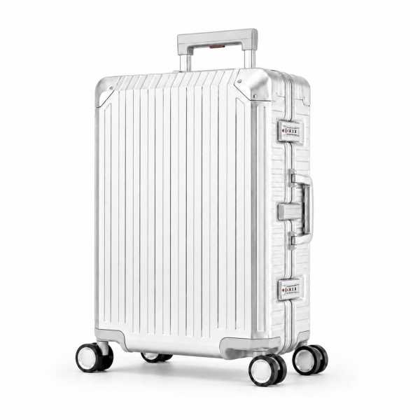 Travelhouse Tokyo großer Reisekoffer L Silber 72 x 45 x 28 cm | Aluminium-Hartschale | TSA-Schloss, Aluminiumrahmen