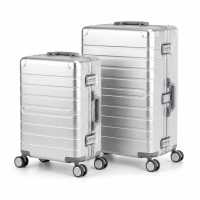 Travelhouse Oslo Kofferset M+L Silber | Aluminium-Hartschale | TSA-Schloss, Aluminiumrahmen