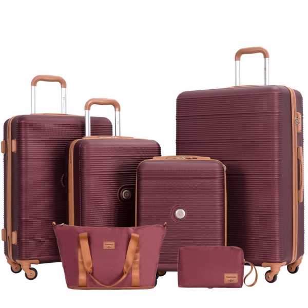 Bari Gepäck Set, 6-teilig, 4 Koffer mit Rollen, Reisetasche und Kulturtasche, Handgepäck - Rot