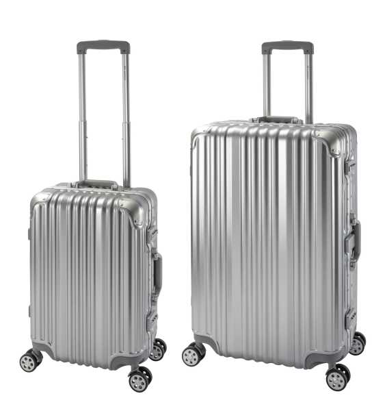 London | 2er Set | Trolleys 4 Rollen | Polycarbonat Hartschale | Alu-Rahmen | Handgepäck + Reisekoffer L