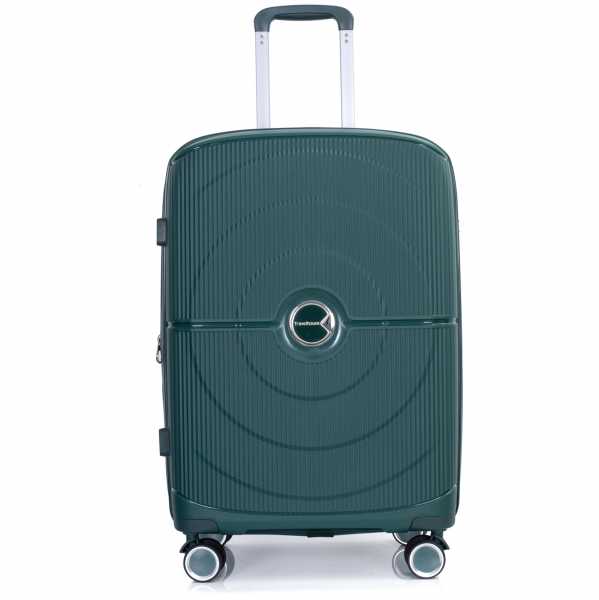 Pisa - Großer Koffer - Grün | Trolley | Robuste PP Hartschale | Dehnfalte +20% | 75x48x31 cm (+5cm) | 3.6 kg