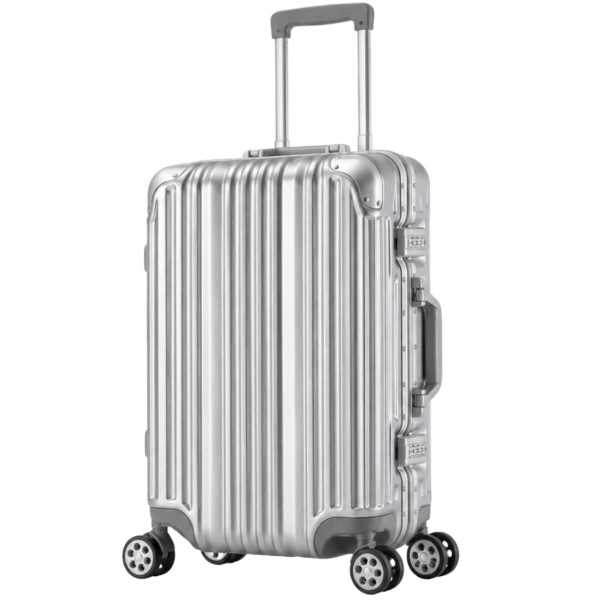 Travelhouse London Handgepäck Koffer S Silber 55 x 37 x 23 cm | Polycarbonat-Hartschale | TSA-Schloss, Aluminiumrahmen