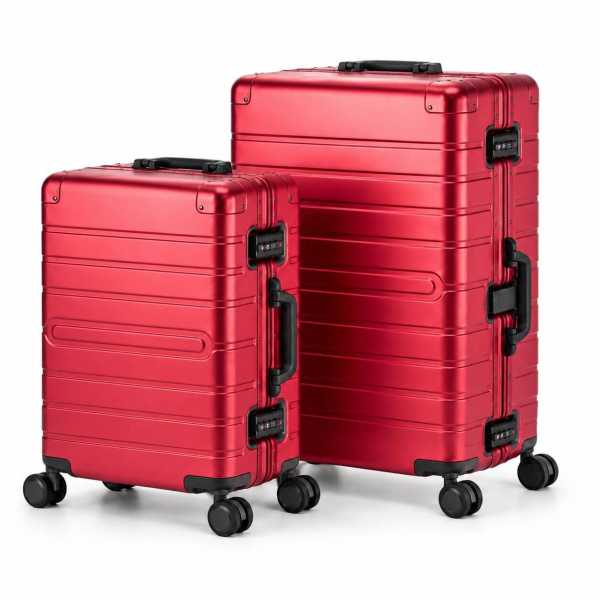 Travelhouse Oslo Kofferset M+L Rot | Aluminium-Hartschale | TSA-Schloss, Aluminiumrahmen