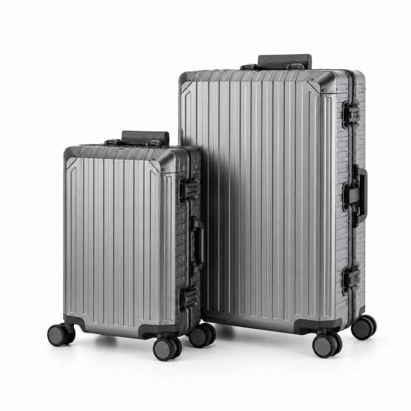 Travelhouse Tokyo Kofferset S+XL Grau | Aluminium-Hartschale | TSA-Schloss, Aluminiumrahmen