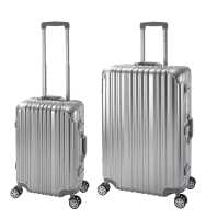 Travelhouse London Kofferset S+L Silber | Polycarbonat-Hartschale | TSA-Schloss, Aluminiumrahmen