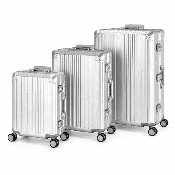 3-teiliges Aluminium Reisekoffer Set Tokyo - grau - S+M+XL