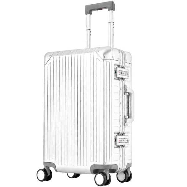 Travelhouse Tokyo Handgepäck Koffer S Silber 55 x 36 x 23 cm | Aluminium-Hartschale | TSA-Schloss, Aluminiumrahmen