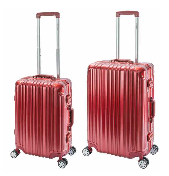 London | 2er Set | Trolleys mit 4 Rollen | Polycarbonat Hartschale Alu-Rahmen | Handgepäck + Reisekoffer M