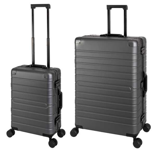 Oslo | 2er Set | Trolleys mit 4 Rollen | Aluminium Hartschale | Handgepäck + Reisekoffer L