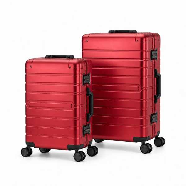 Travelhouse Oslo Kofferset S+M Rot | Aluminium-Hartschale | TSA-Schloss, Aluminiumrahmen
