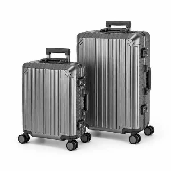 Travelhouse Tokyo Kofferset S+M Grau | Aluminium-Hartschale | TSA-Schloss, Aluminiumrahmen