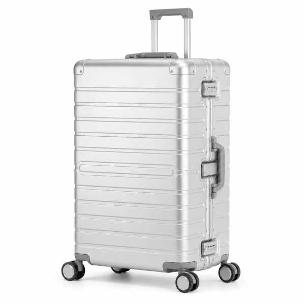 Travelhouse Oslo großer Reisekoffer L Grau 75 x 48 x 29 cm | Aluminium-Hartschale | TSA-Schloss, Aluminiumrahmen