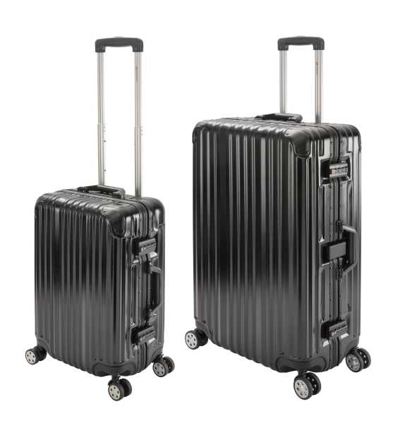 London | 2er Set | Trolleys 4 Rollen | Polycarbonat Hartschale | Alu-Rahmen | Handgepäck + Reisekoffer L