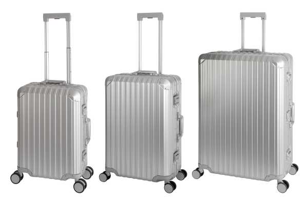 Travelhouse Tokyo - 3er Reisekoffer Set S+M+L - Aluminium Hartschale Silber