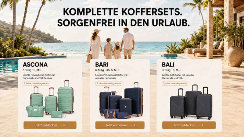 Günstige Koffer Sets - geeignet für alle Reisen.