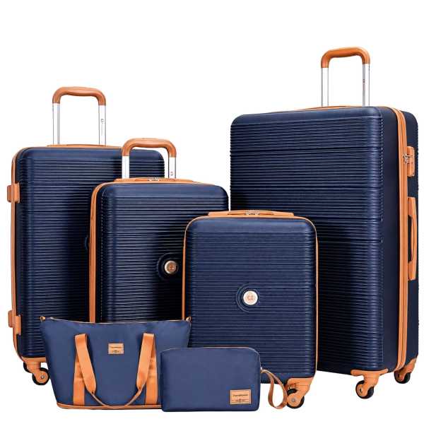 Travelhouse Bari Hartschalen Kofferset 6-teilig mit Handgepäck, Reisetasche & Kosmetiktasche – XS S M L, TSA-Schloss & 360° Rollen