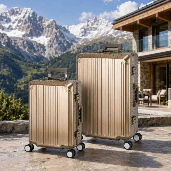 Travelhouse Tokyo Kofferset M+L Silber | Aluminium-Hartschale | TSA-Schloss, Aluminiumrahmen