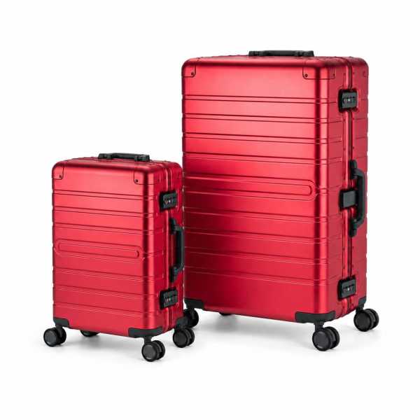 Travelhouse Oslo Kofferset S+L Rot Aluminium-Hartschale | TSA-Schloss, Aluminiumrahmen
