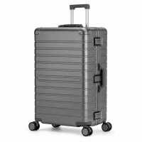 Travelhouse Oslo großer Reisekoffer L Grau 75 x 48 x 29 cm | Aluminium-Hartschale | TSA-Schloss, Aluminiumrahmen