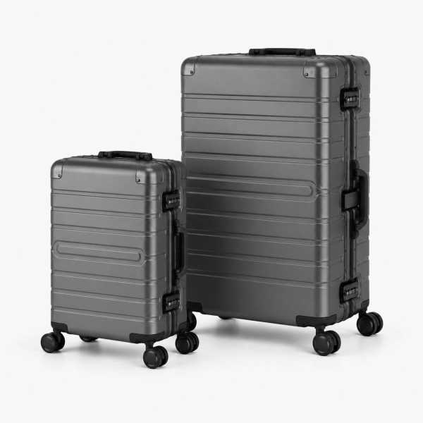 Travelhouse Oslo Kofferset S+L Silber | Aluminium-Hartschale | TSA-Schloss, Aluminiumrahmen