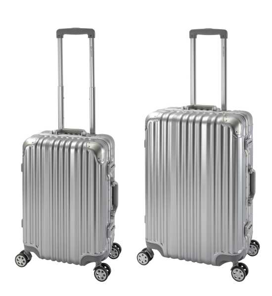 London | 2er Set | Trolleys mit 4 Rollen | Polycarbonat Hartschale Alu-Rahmen | Handgepäck + Reisekoffer M