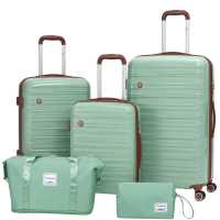 Travelhouse Ascona Kofferset mit Reisetasche S+M+L Grün | Polycarbonat-Hartschale | TSA-Schloss, Volumenerweiterung 4 Rollen, ABS Hartschale, gefütterter...