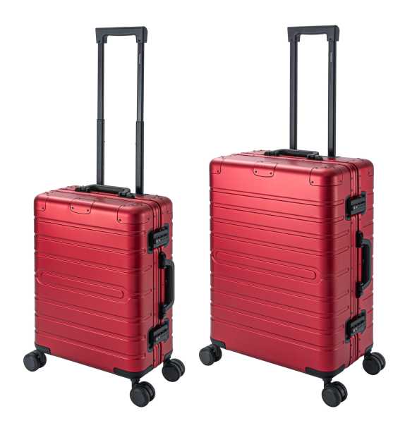 Oslo | 2er Set | Trolleys mit 4 Rollen | Aluminium Hartschale | Handgepäck + Reisekoffer M