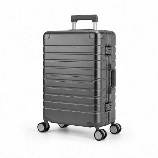 Travelhouse Oslo Reisekoffer M Grau 65 x 42 x 26 cm | Aluminium-Hartschale | TSA-Schloss, Aluminiumrahmen