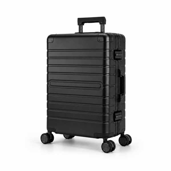 Travelhouse Oslo Reisekoffer M Schwarz 65 x 42 x 26 cm | Aluminium-Hartschale | TSA-Schloss, Aluminiumrahmen