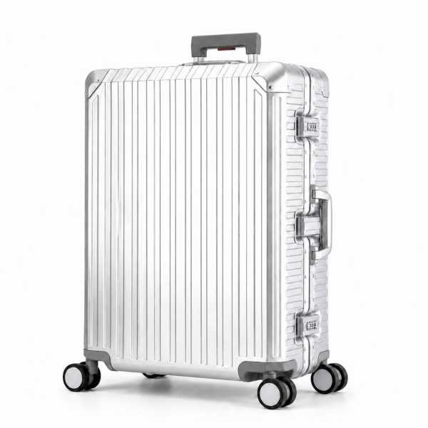 Travelhouse Tokyo großer Reisekoffer XL Silber 78 x 51 x 29 cm | Aluminium-Hartschale | TSA-Schloss, Aluminiumrahmen