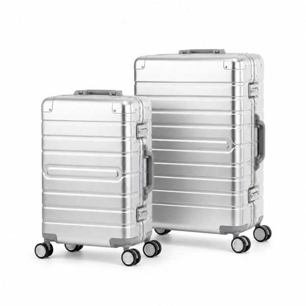 Travelhouse Oslo Kofferset S+M Silber | Aluminium-Hartschale | TSA-Schloss, Aluminiumrahmen