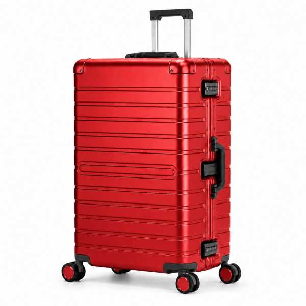 Travelhouse Oslo großer Reisekoffer L Rot 75 x 48 x 29 cm | Aluminium-Hartschale | TSA-Schloss, Aluminiumrahmen