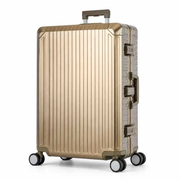 Travelhouse Tokyo großer Reisekoffer XL Gold 78 x 51 x 29 cm | Aluminium-Hartschale | TSA-Schloss, Aluminiumrahmen