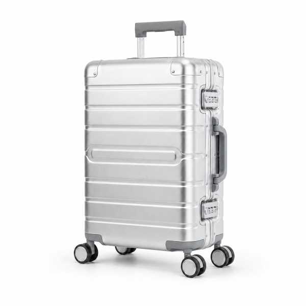 Travelhouse Oslo Handgepäck Koffer S Silber 55 x 36 x 20 cm | Aluminium-Hartschale | TSA-Schloss, Aluminiumrahmen