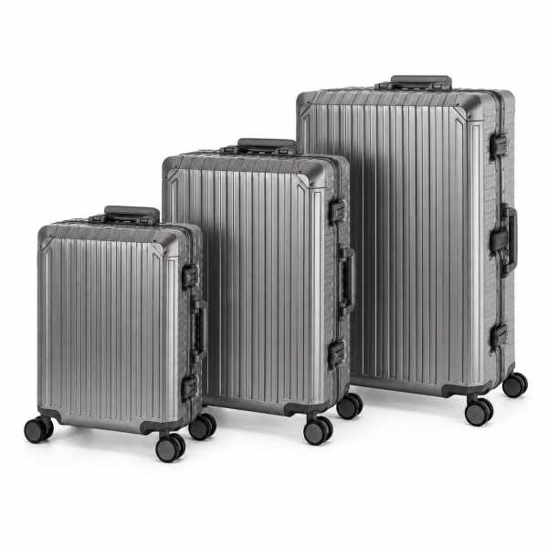 3-teiliges Aluminium Reisekoffer Set Tokyo - grau - S+M+XL