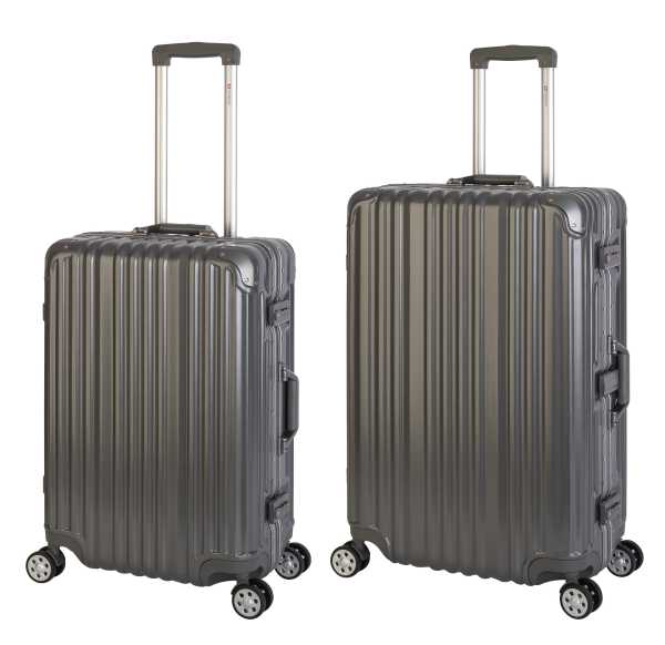 London | 2er Set | Trolleys 4 Rollen | Polycarbonat Hartschale | Alu-Rahmen | Reisekoffer M+L