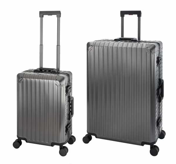 TOKYO ALU | Trolley mit 4 Rollen | Aluminium Hartschale | Reisekoffer Set S+XL