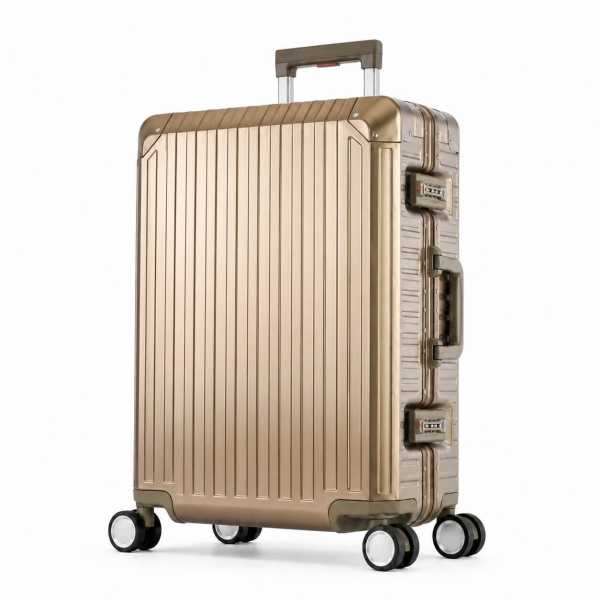 Travelhouse Tokyo Reisekoffer M Gold 66 x 42 x 26 cm | Aluminium-Hartschale | TSA-Schloss, Aluminiumrahmen