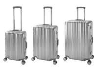 Travelhouse London Kofferset S+M+L Silber | Polycarbonat-Hartschale | TSA-Schloss, Aluminiumrahmen