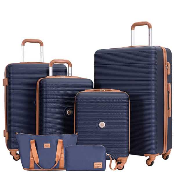 Bari Gepäck Set, 6-teilig, 4 Koffer mit Rollen, Reisetasche und Kulturtasche, Handgepäck - Navy-Blau