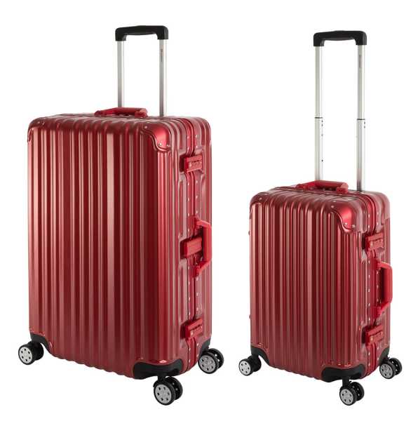 London | 2er Set | Trolleys 4 Rollen | Polycarbonat Hartschale | Alu-Rahmen | Handgepäck + Reisekoffer L
